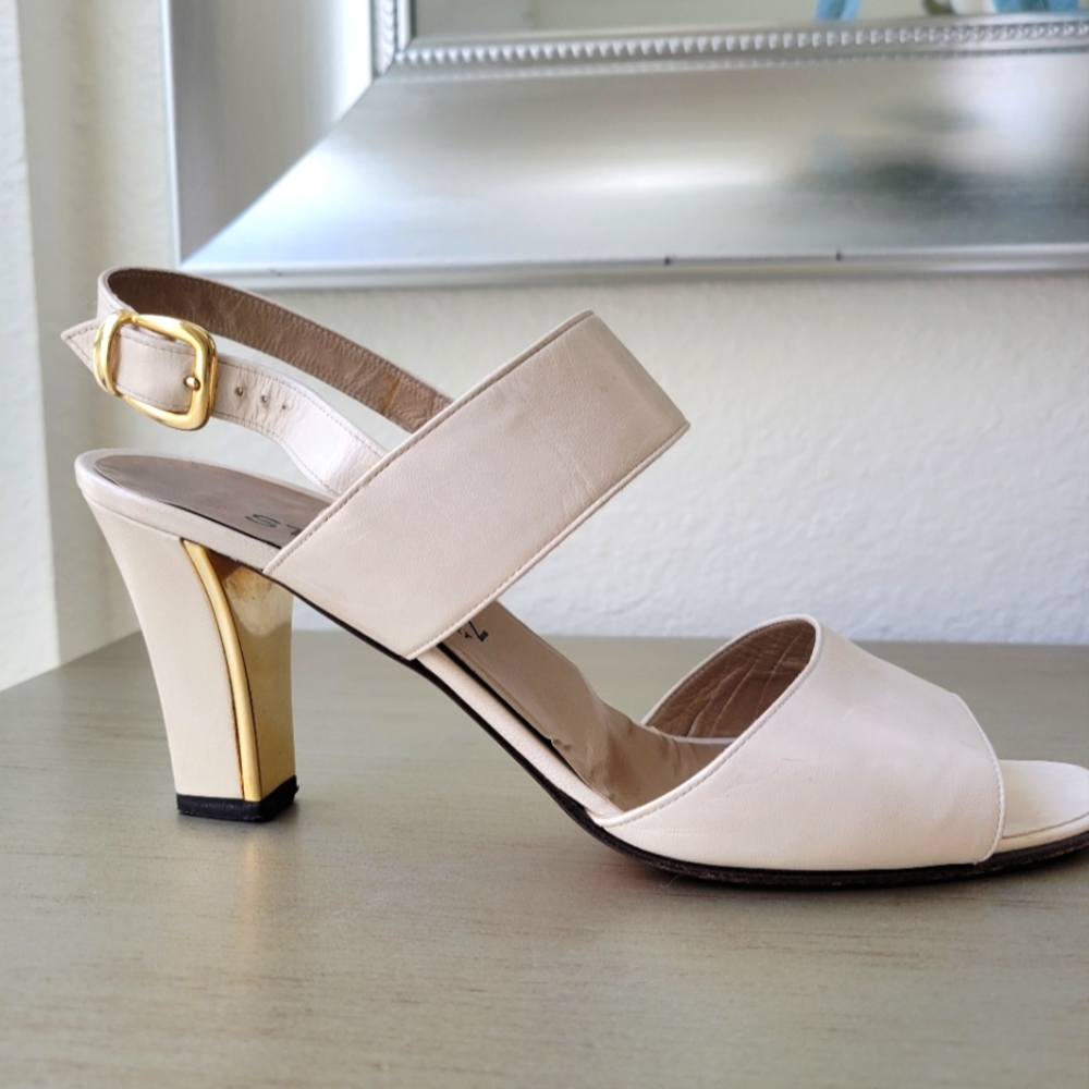 St. John Cream Ankle Strap Pump Sandals